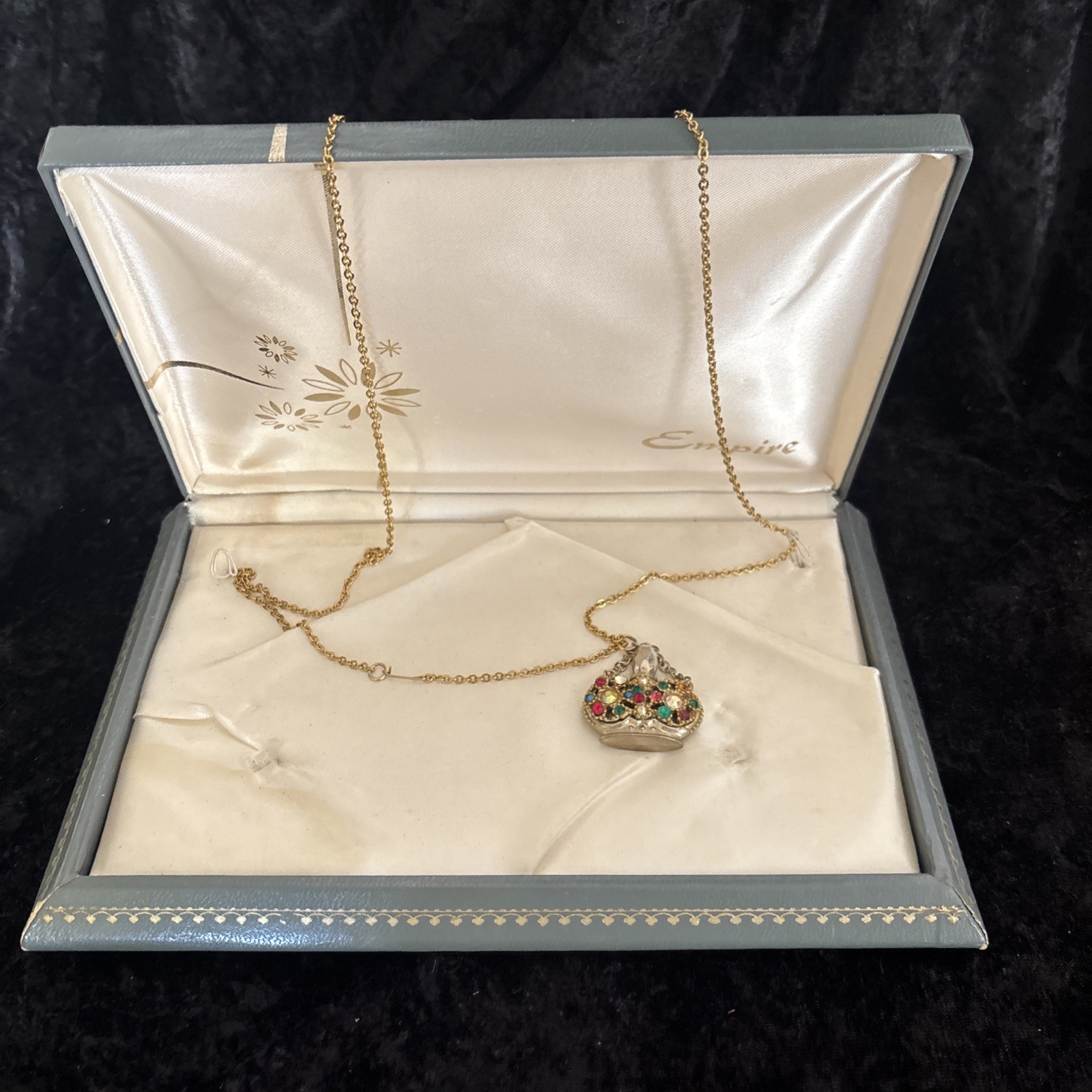 VTG Mini Jeweled Crown Perfume Bottle Pendant Gold tone&29”Cable Chain 1980’s VTG Mini Jeweled Crown Perfume Bottle Pendant Gold tone&29”Cable Chain 1980’s