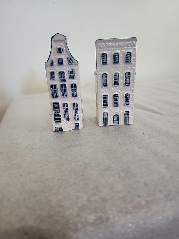 2 KLM Airlines Bols Delft Blue White Houses #27 and #38 Empty Dutch