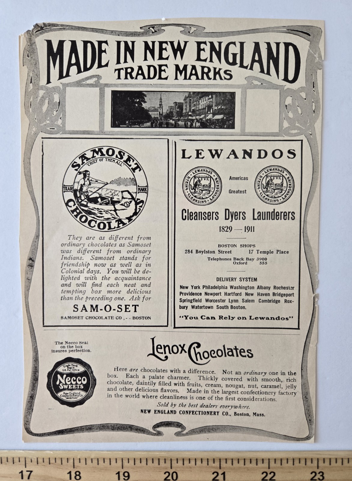 1912 New England Magazine Ads NECCO Dr Sheffield Samoset Chocolates Antique 1912 New England Magazine Ads NECCO Dr Sheffield Samoset Chocolates Antique