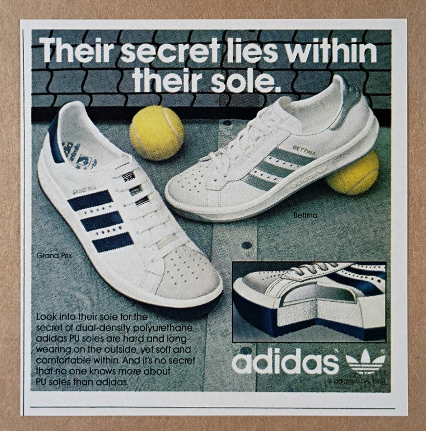 1984 Adidas Grand Prix & Bettina Tennis Shoes vintage print Ad 1984 Adidas Grand Prix & Bettina Tennis Shoes vintage print Ad