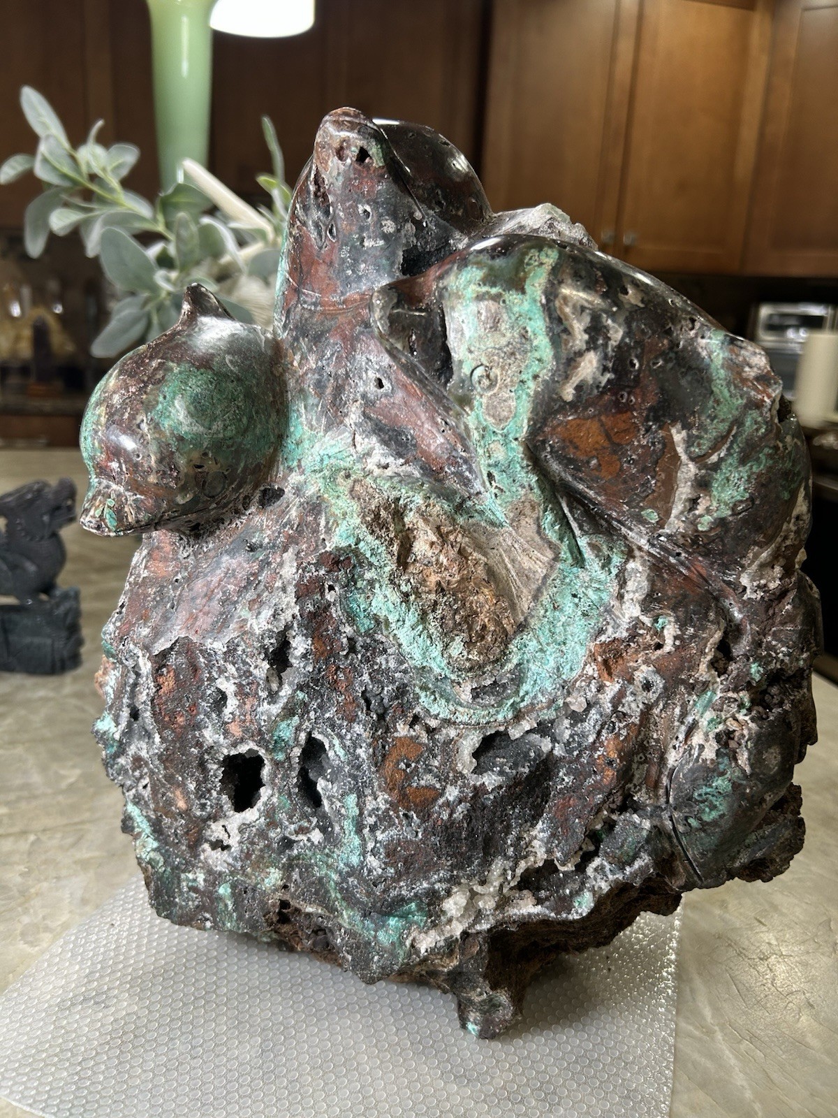 Chrysocolla druzy Cuprite Dolphin carving huge 44 lbs