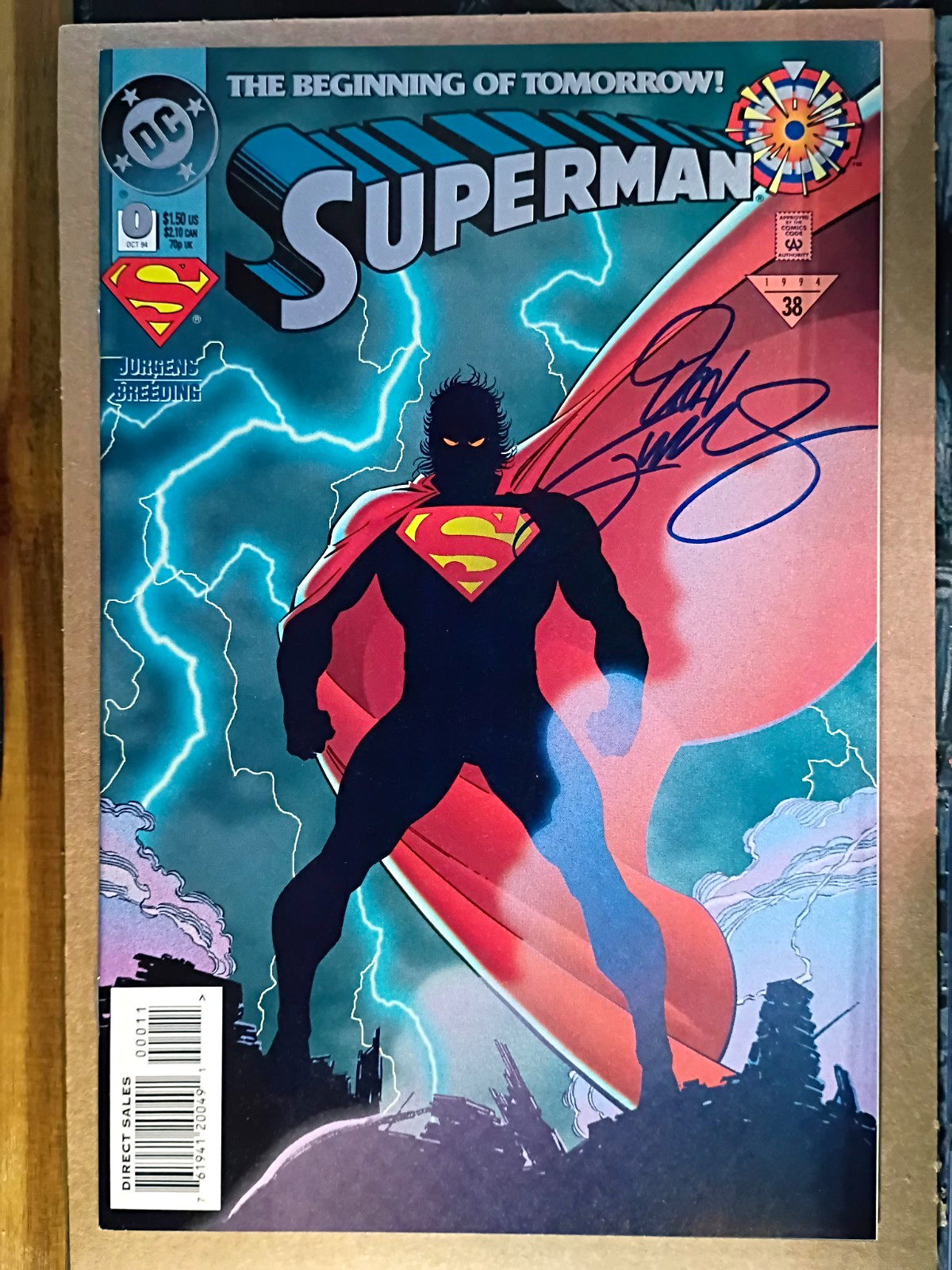 Superman #0 (1994) DC Comics Direct Edition Signed Dan Jurgens Cert 240444 Superman #0 (1994) DC Comics Direct Edition Signed Dan Jurgens Cert 240444
