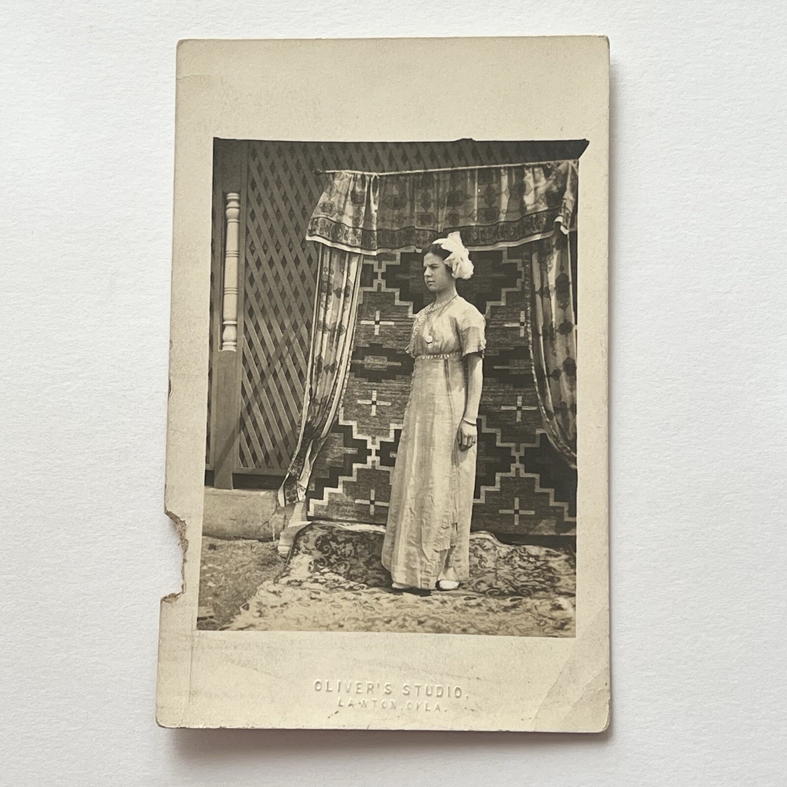 Antique RPPC Real Postcard Photograph Beautiful Woman Native American Tapestry Antique RPPC Real Postcard Photograph Beautiful Woman Native American Tapestry