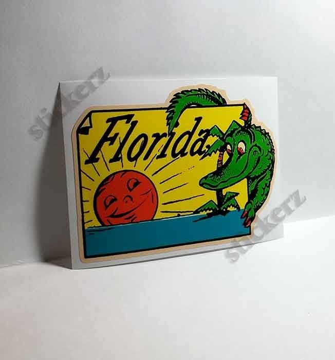 Florida Alligator Vintage Style Travel Decal / Vinyl  Sticker, Luggage Label