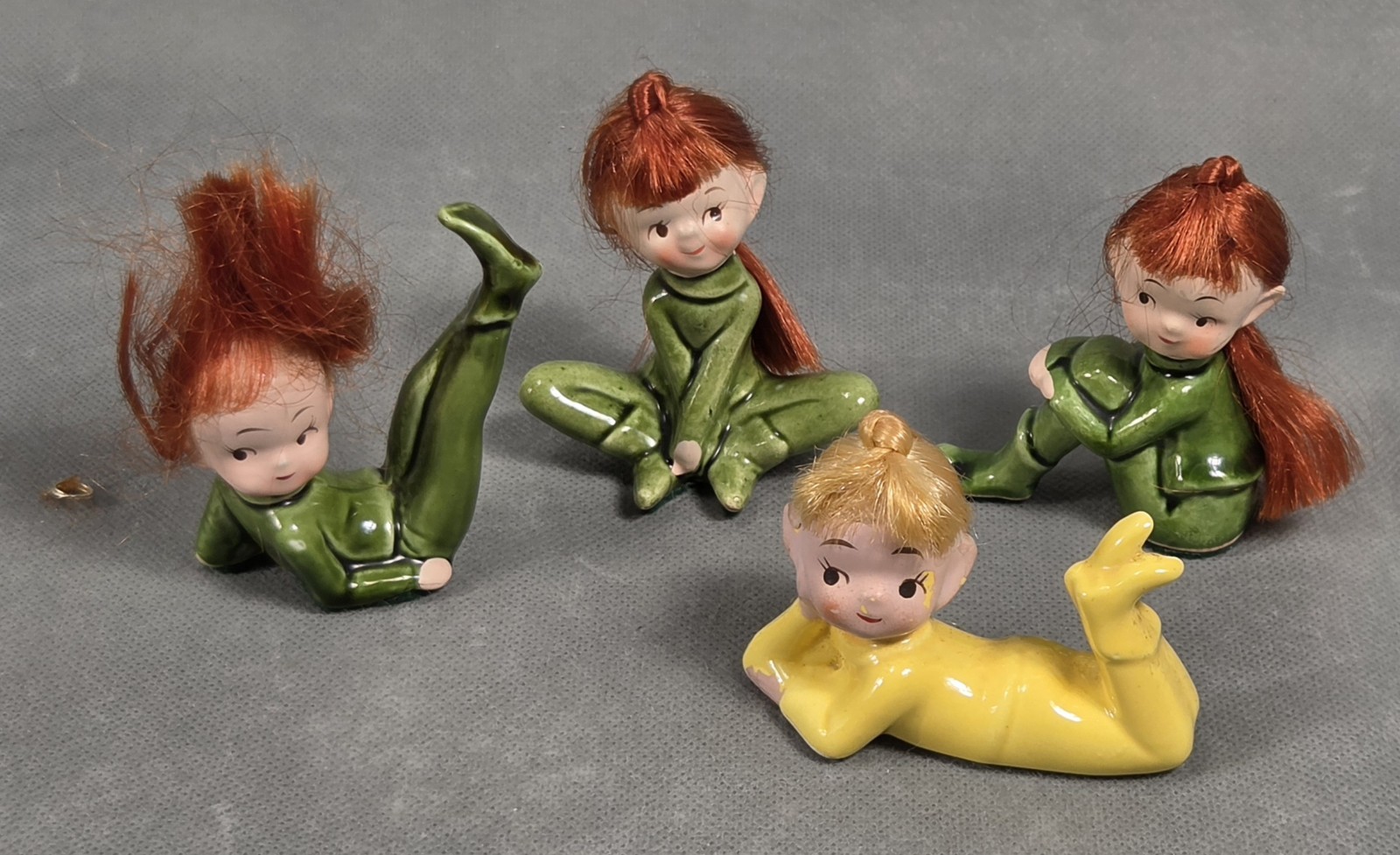 Vintage NAPCO Girls PIXIE ELVES Red Blonde Hair FIGURINES Lot of 4 Vintage NAPCO Girls PIXIE ELVES Red Blonde Hair FIGURINES Lot of 4