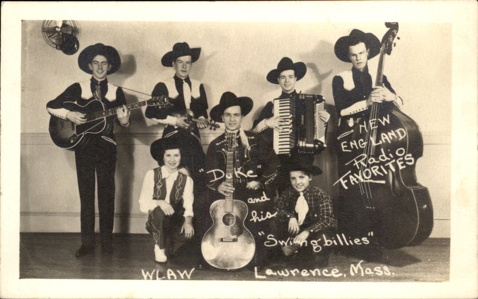 Lawrence MA Musical Group WLAW Radio Country Western c1930 RPPC bhn Lawrence MA Musical Group WLAW Radio Country Western c1930 RPPC bhn