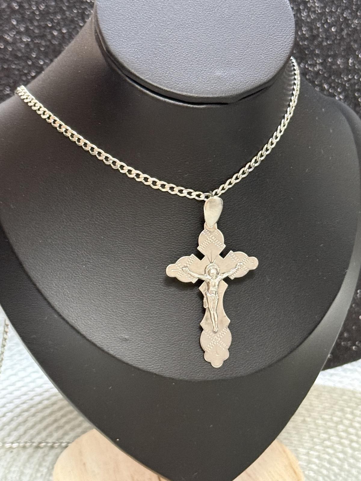 Vintage Necklace Jesus Pendent Silver 925 Jewelry Chain Women's Crucifix Amulet