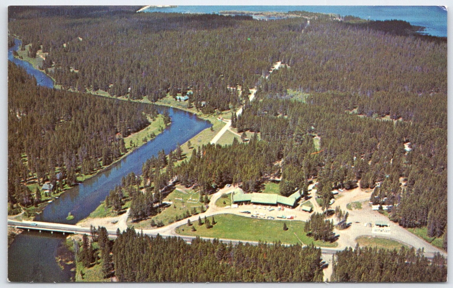 Vintage Aerial Postcard Pond's Lodge Idaho Color by Larry Page