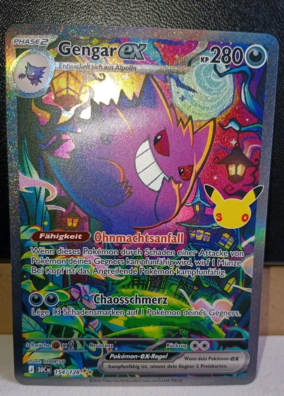 Gengar ex 154/128 SIR 30 years, incl. magnetic case, German, NM Gengar ex 154/128 SIR 30 years, incl. magnetic case, German, NM