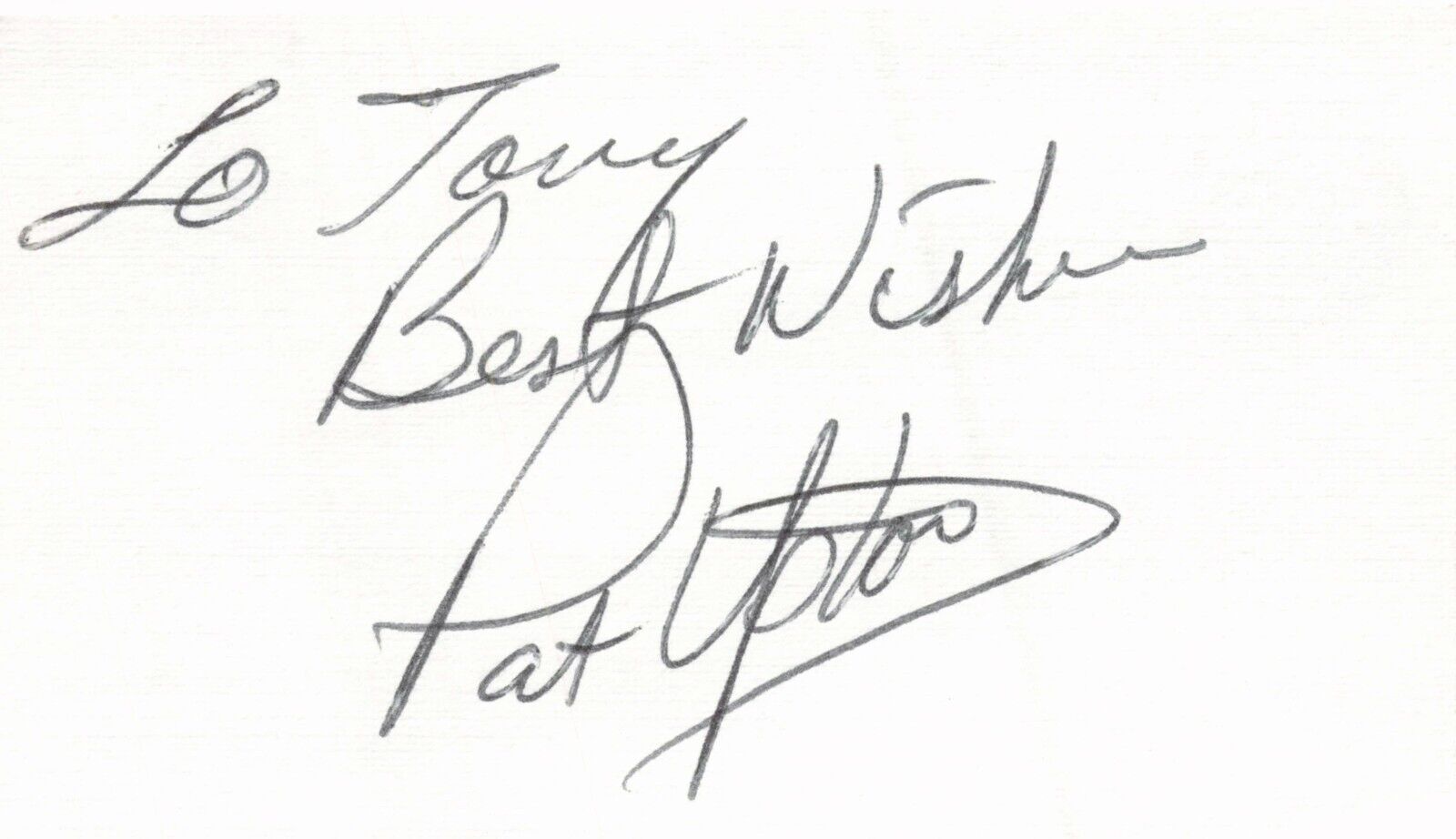 Pat Upton Signed Autographed 2x3.5 Business Card