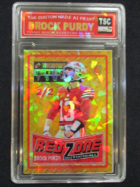 2022 RC BROCK PURDY GOLD Red Zone 2/2 Cracked Ice Refractor Made by TSC