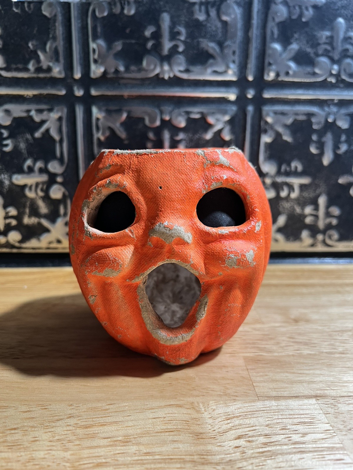 Vintage Halloween Paper Mache Jack O Lantern Pulp Pumpkin 1950s Vintage Halloween Paper Mache Jack O Lantern Pulp Pumpkin 1950s