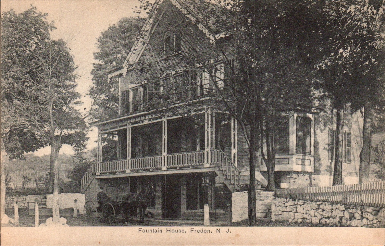 Fredon New Jersey View of Fountain House Postcard c1908 Horse & Carriage Fredon New Jersey View of Fountain House Postcard c1908 Horse & Carriage