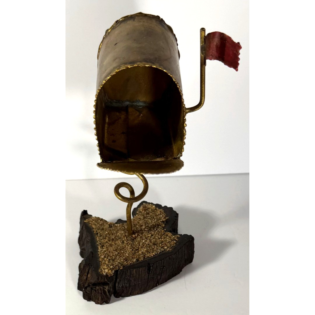 Vintage Brass Mailbox on Texas Silhouette Wood Base | Mid-Century Handmade Decor Vintage Brass Mailbox on Texas Silhouette Wood Base | Mid-Century Handmade Decor