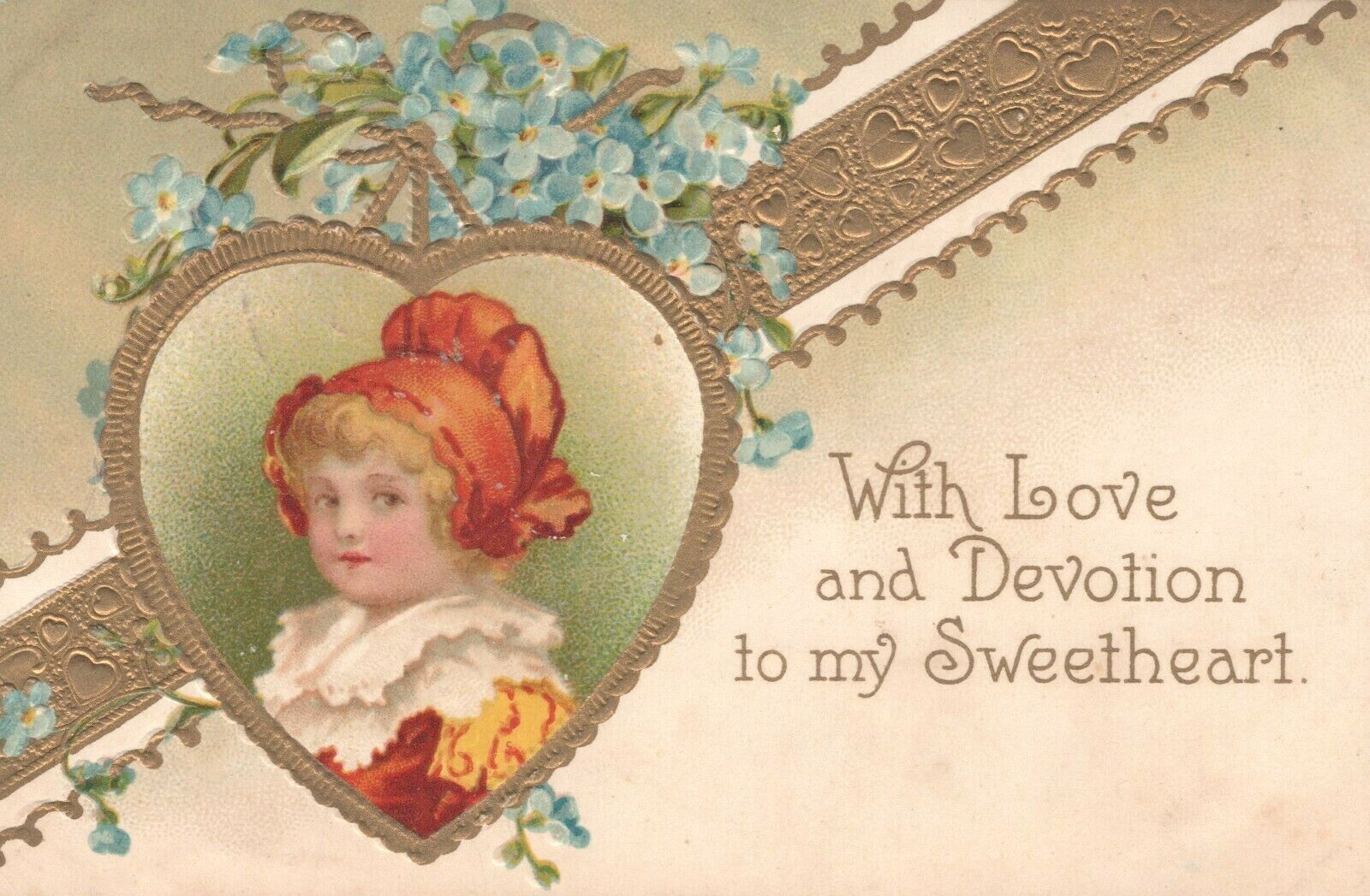 Postcard Valentine Unsigned Clapsaddle International Art Pub. Cute Girl Gold