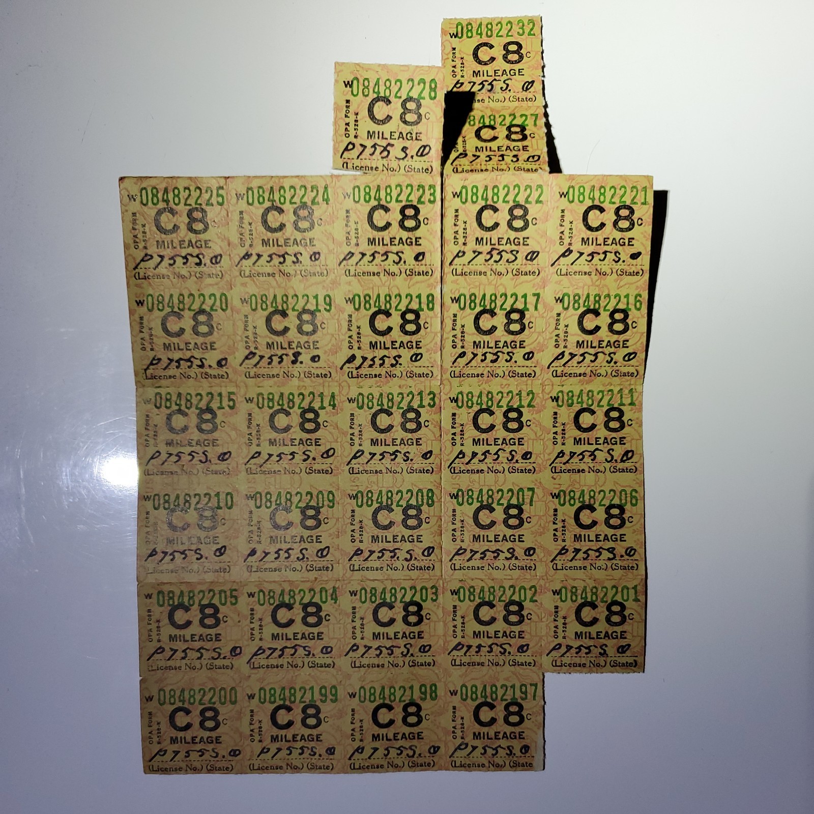 32 Vintage World War 2 C8 Gas Ration Stamps 32 Vintage World War 2 C8 Gas Ration Stamps