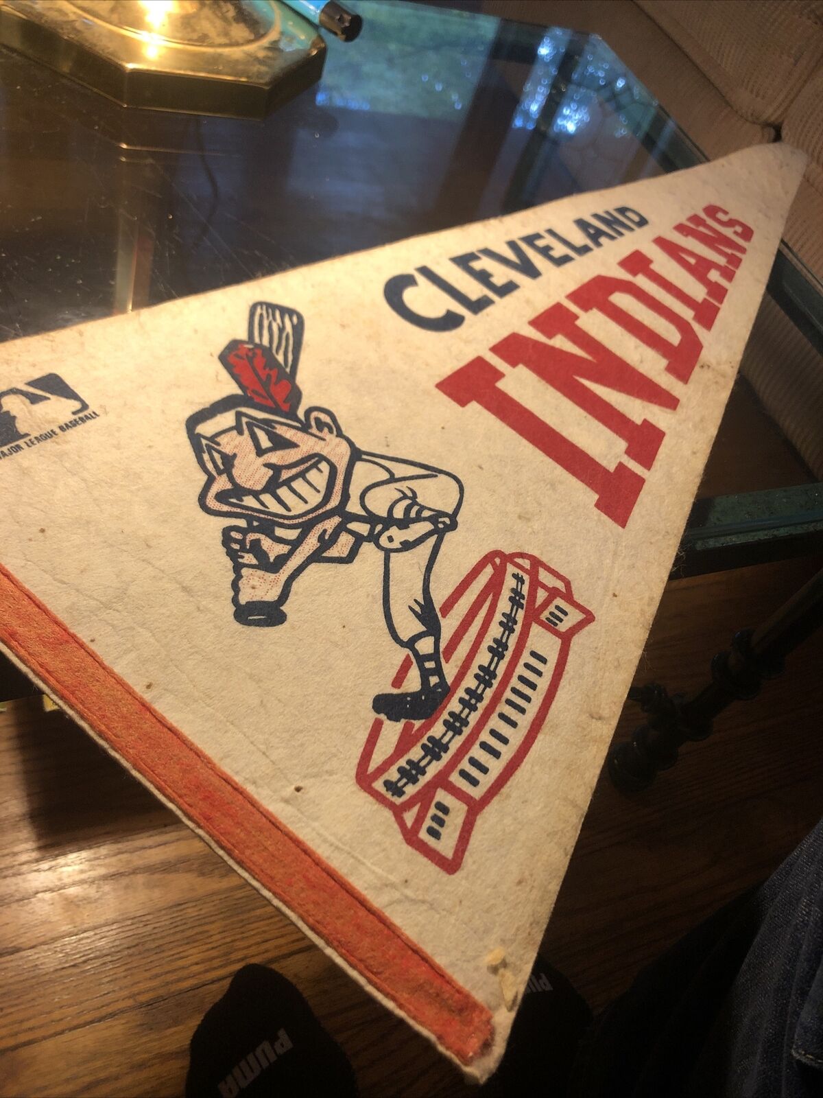 Cleveland Indians Vintage Very Rare Late 1960\'s FULL SIZE pennant Chief Wahoo