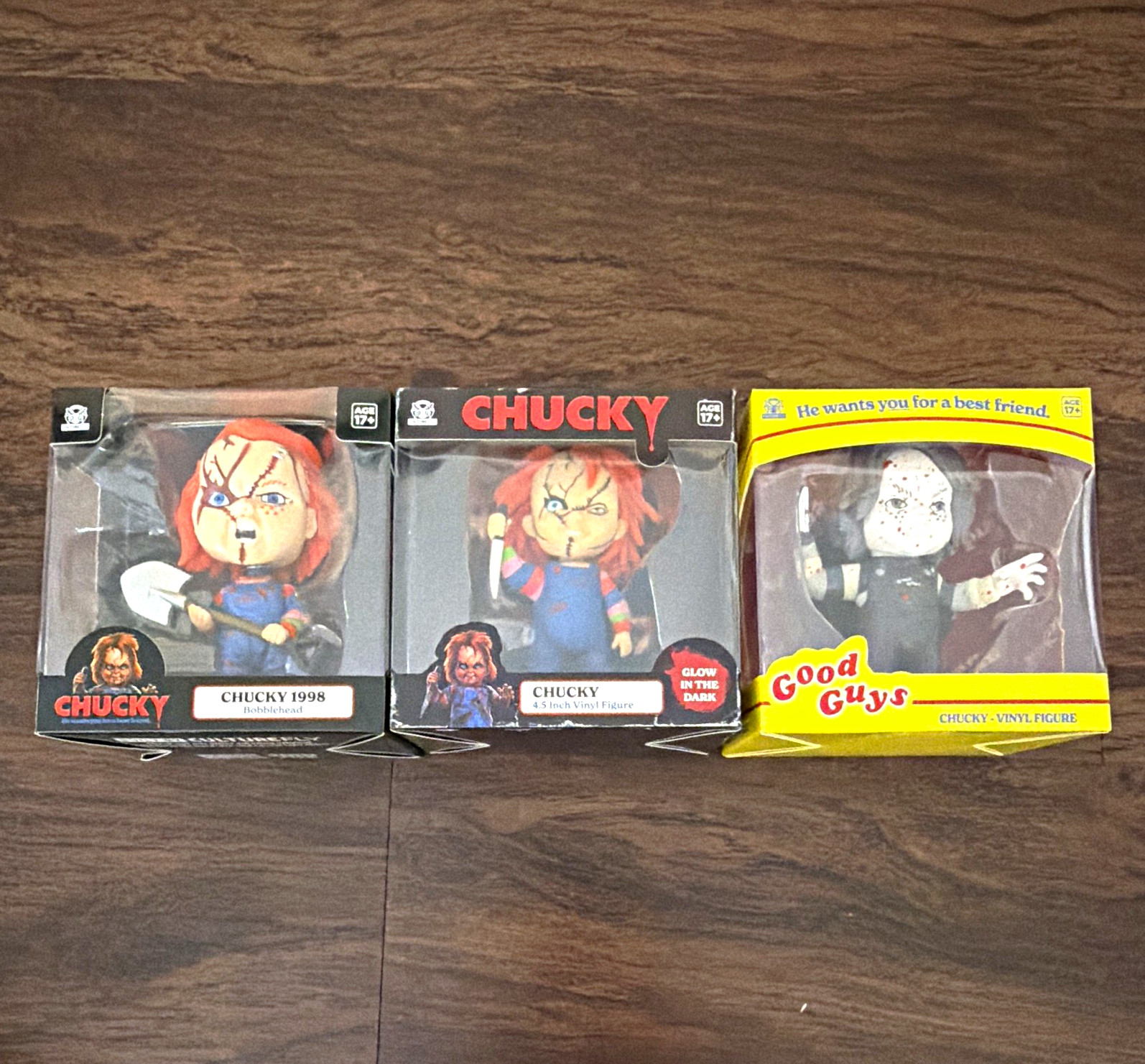 Culturefly Chucky Vinyl Figure & Bobblehead Lot of 3 Good Guys Glow in Dark New