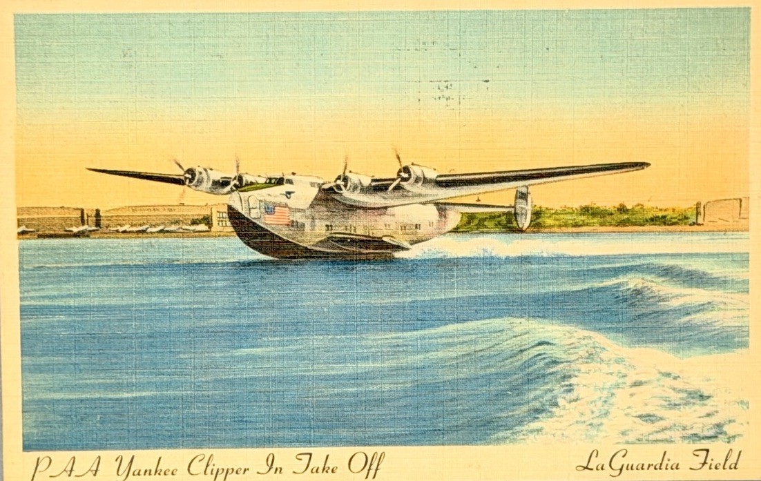 Vintage 1940s LA GUARDIA FIELD Linen Postcard \ Vintage 1940s LA GUARDIA FIELD Linen Postcard \