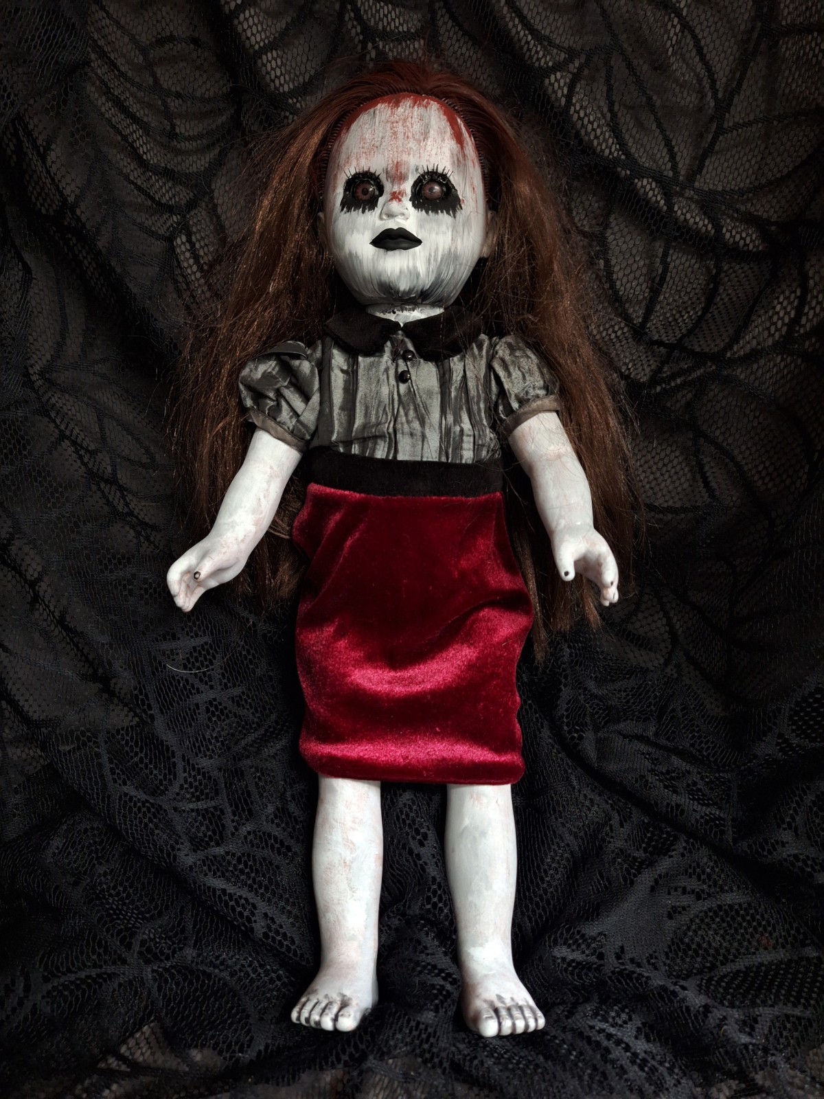 OOAK Creepy Doll 18 In Halloween Prop Handpainted Gothic Girl OOAK Creepy Doll 18 In Halloween Prop Handpainted Gothic Girl