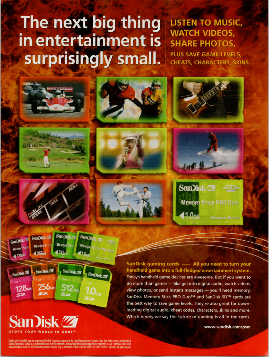 SanDisk Memory Card Ad Vintage Print 2000s Gaming Music PSP Original Promo SanDisk Memory Card Ad Vintage Print 2000s Gaming Music PSP Original Promo