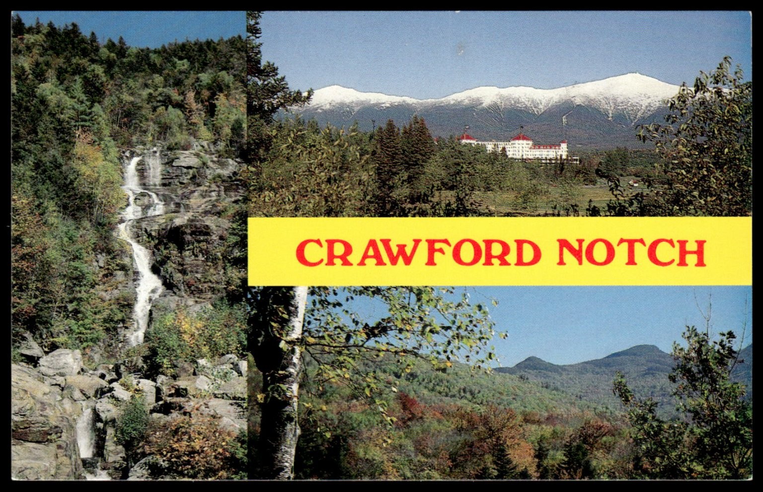 Crawford Notch New Hampshire Scenic Postcard White Mountains Waterfall Hotel Crawford Notch New Hampshire Scenic Postcard White Mountains Waterfall Hotel