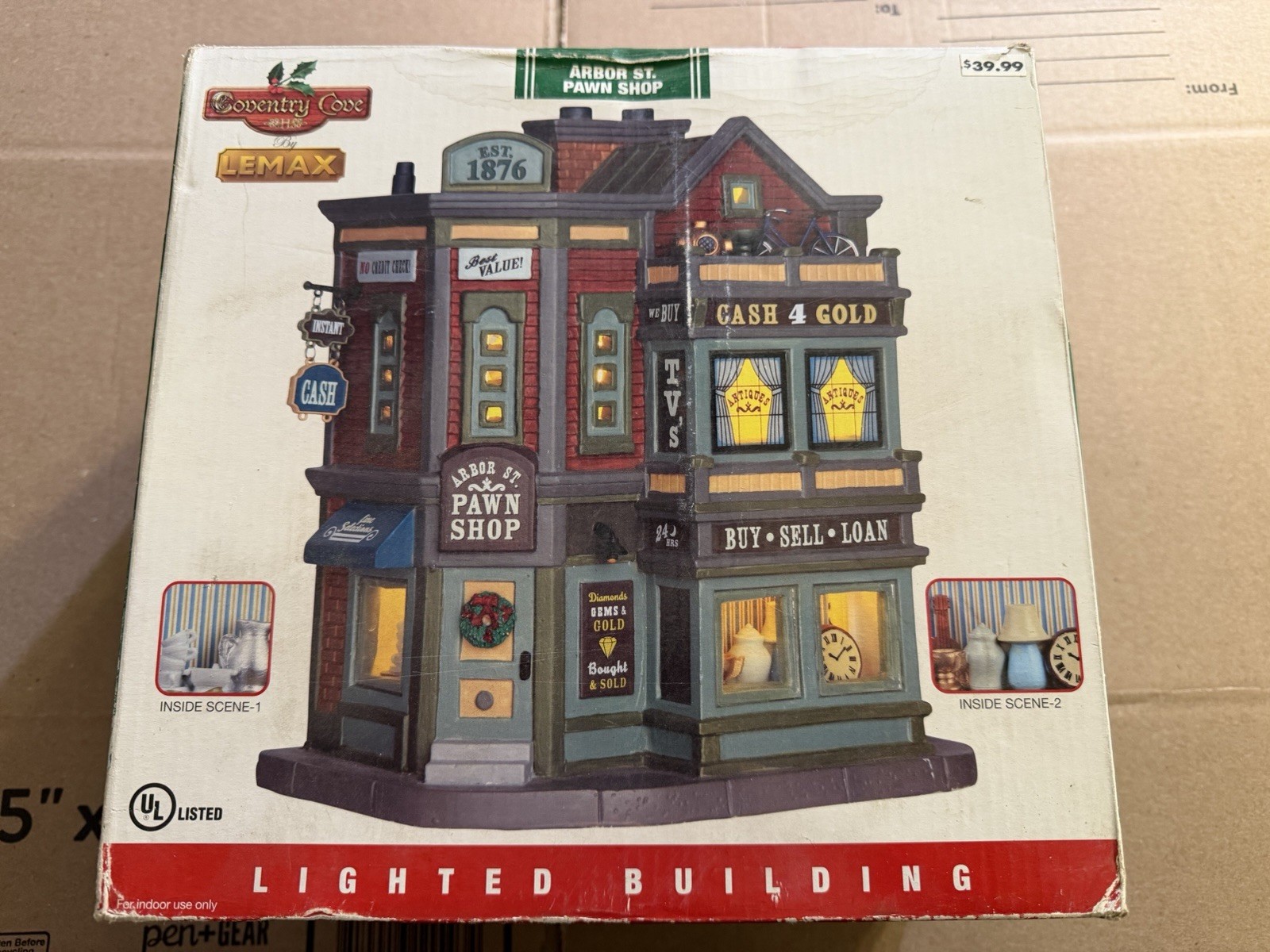 Lemax Coventry Cove Lighted Arbor St. Pawn Shop With Interior Scenes Lemax Coventry Cove Lighted Arbor St. Pawn Shop With Interior Scenes