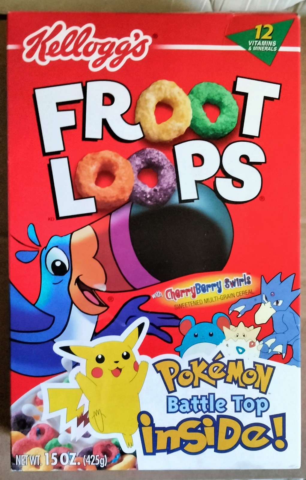 POKEMON Kellogg\'s FROOT LOOPS Cereal Box NINTENDO Battle Top Toy PIKACHU Marill POKEMON Kellogg\'s FROOT LOOPS Cereal Box NINTENDO Battle Top Toy PIKACHU Marill