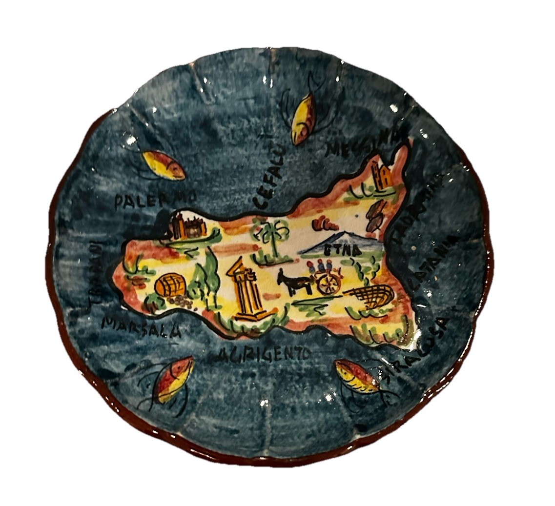 Vintage Sicily Palermo Italy Hand Painted Vibrant Trinket Dish 4.5 Vintage Sicily Palermo Italy Hand Painted Vibrant Trinket Dish 4.5