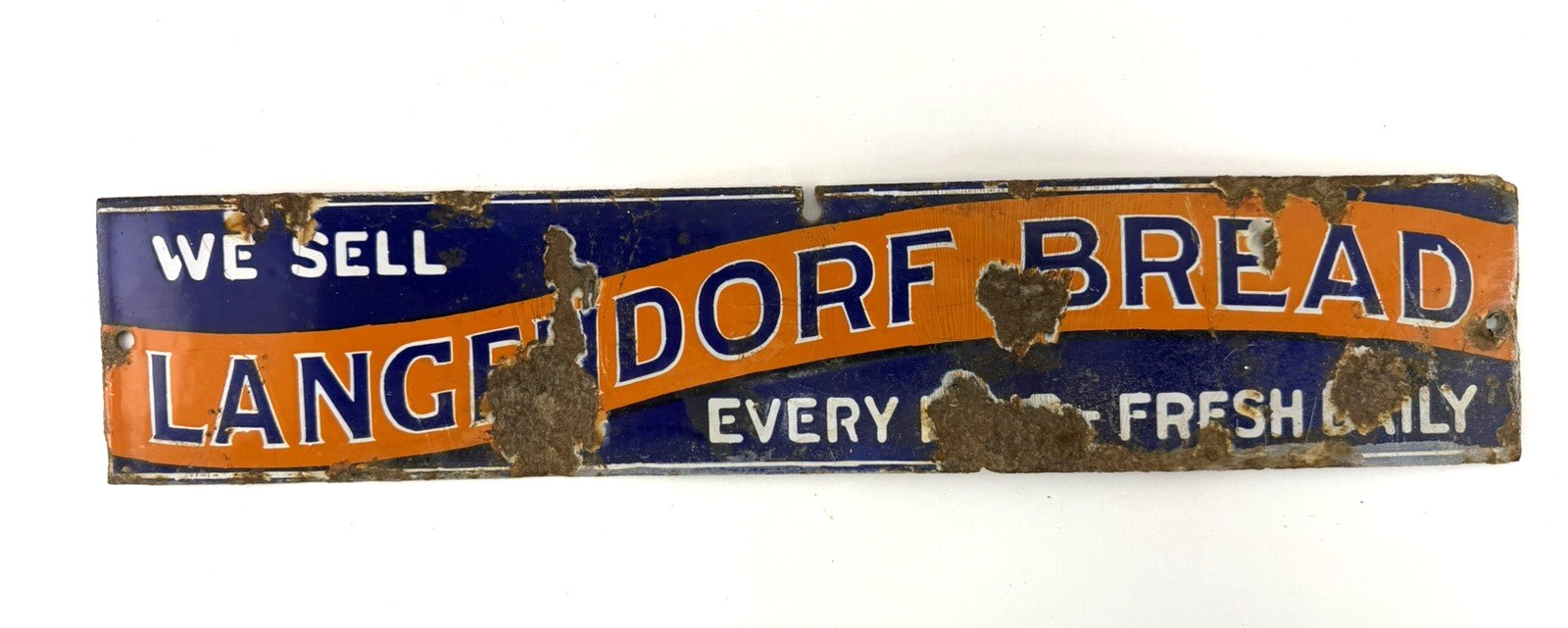 Rare Antique 30's era genuine Langendorf Bread DOOR PUSH PORCELAIN SIGN Rare Antique 30's era genuine Langendorf Bread DOOR PUSH PORCELAIN SIGN