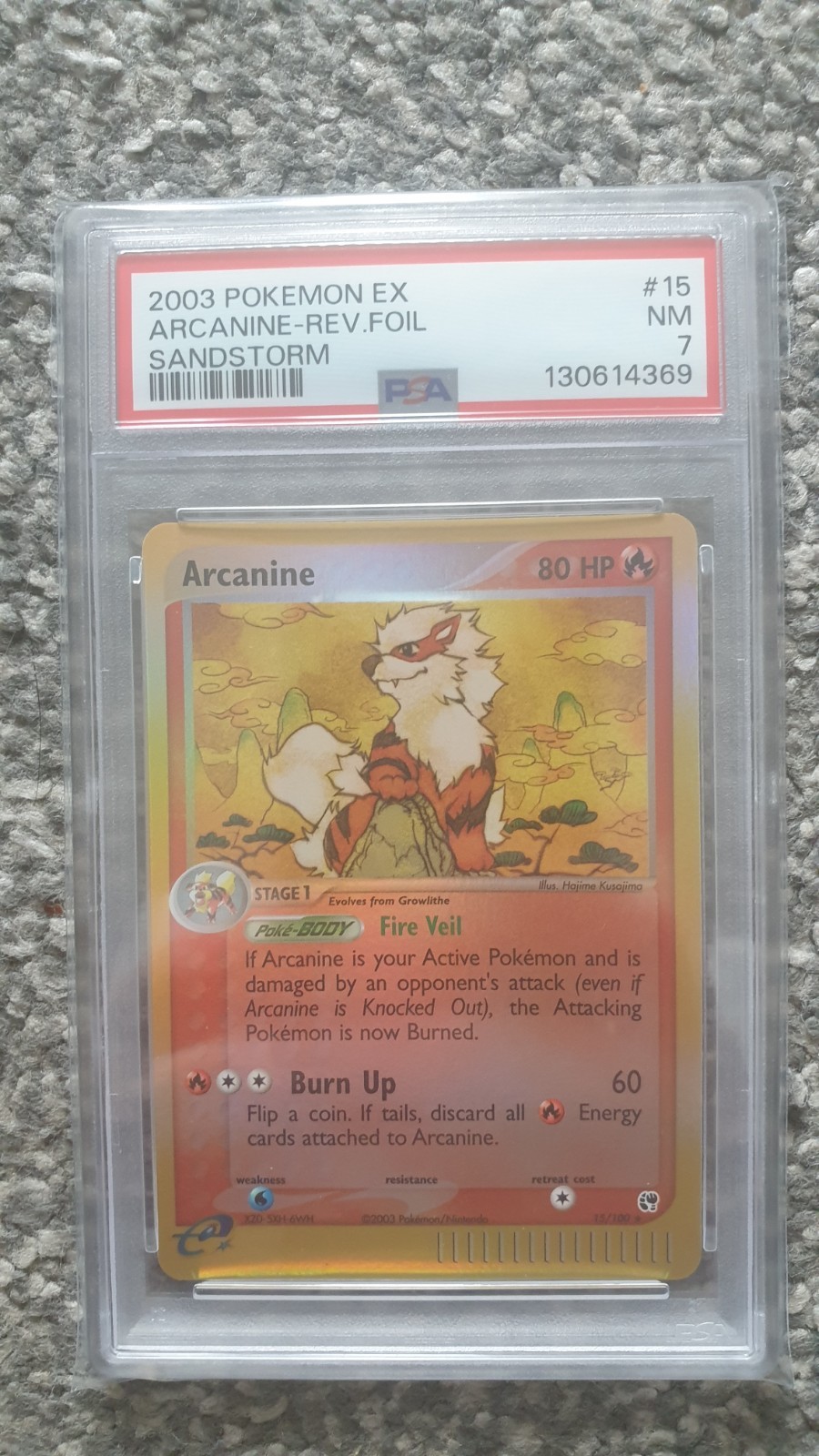 POKEMON CARD 2003 EX ARCANINE REVERSE FOIL/HOLO SANDSTORM #15 GRADED PSA 7 POKEMON CARD 2003 EX ARCANINE REVERSE FOIL/HOLO SANDSTORM #15 GRADED PSA 7