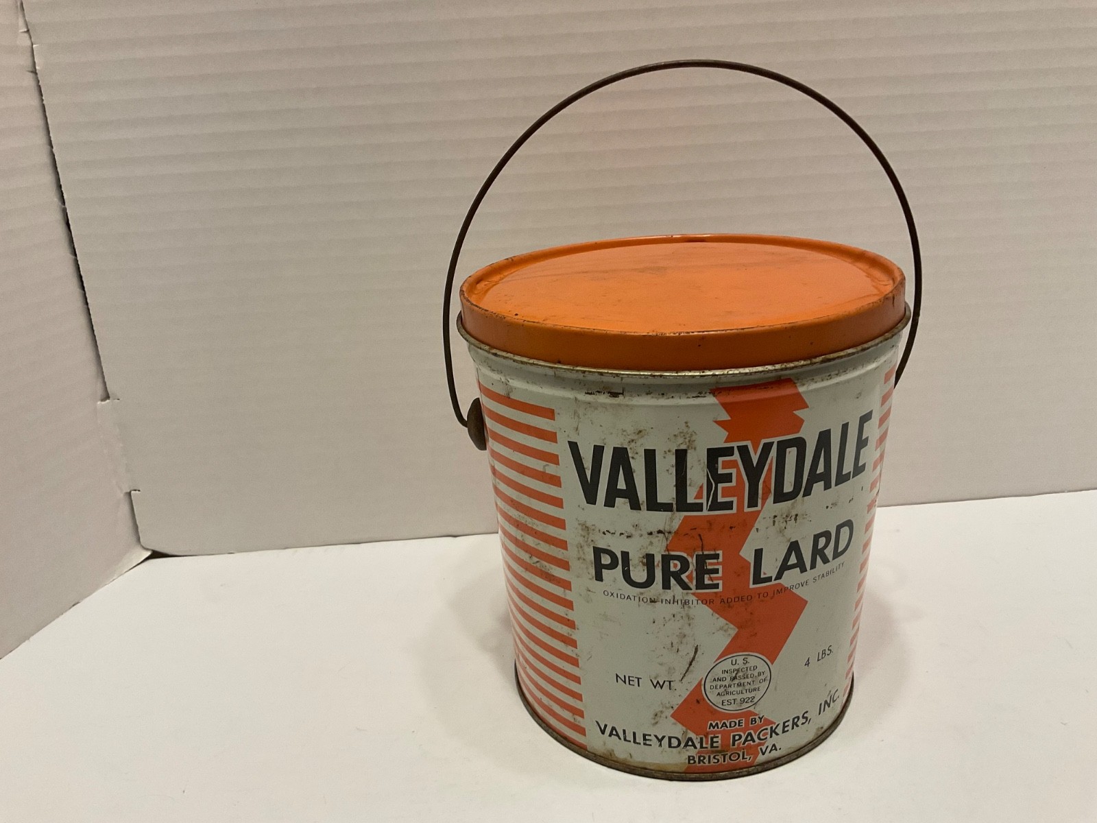 VTG Valleydale Pure Lard 4 lbs Metal Tin Bucket Bristol Farmhouse VTG Valleydale Pure Lard 4 lbs Metal Tin Bucket Bristol Farmhouse