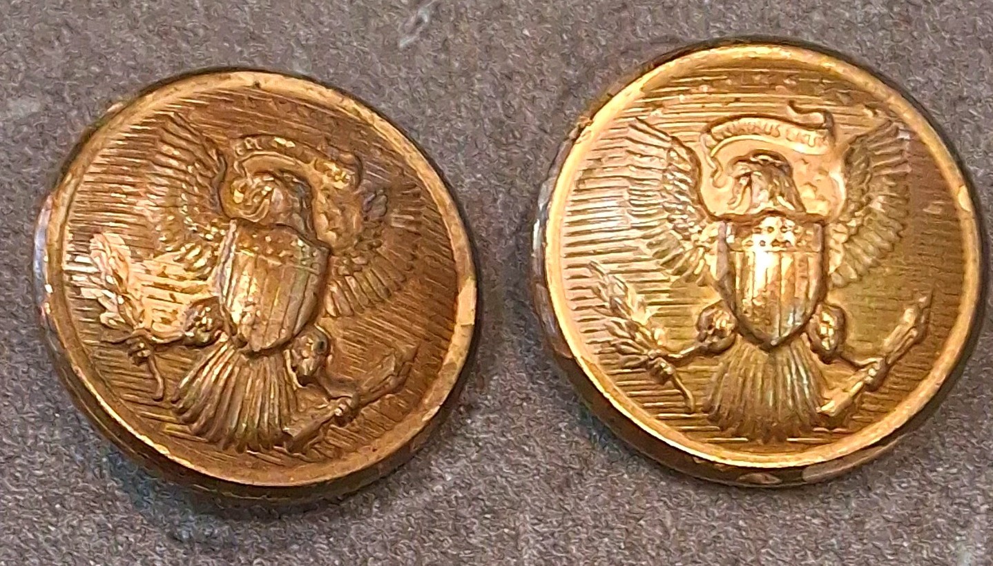 Round Metal Shank Buttons w/ Eagle Crest Design, Gold Tone Qty 2 Vintage Round Metal Shank Buttons w/ Eagle Crest Design, Gold Tone Qty 2 Vintage