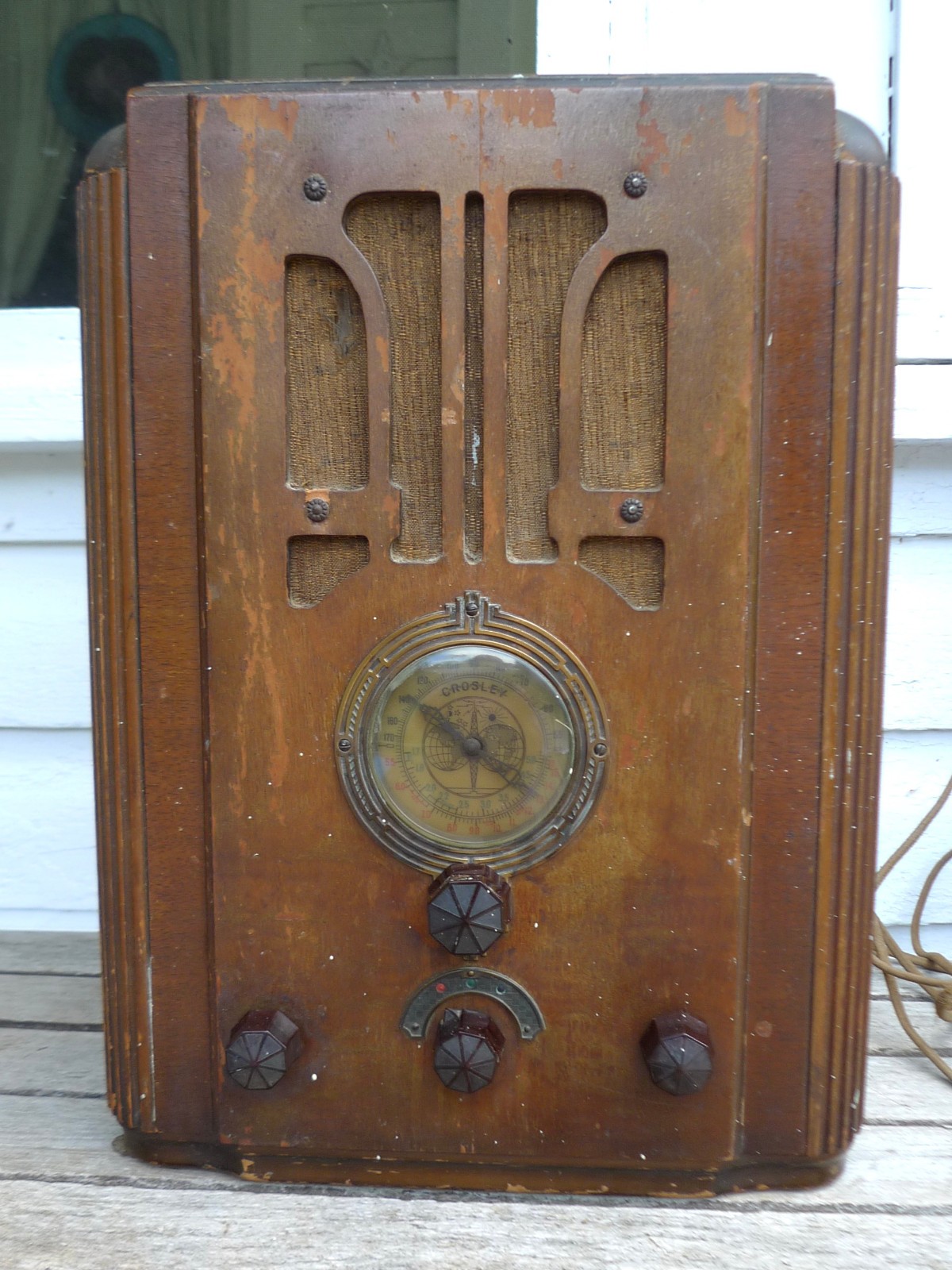 Antique Crosley Model 655 tube radio tombstone vintage powers on AM tunes in p/r
