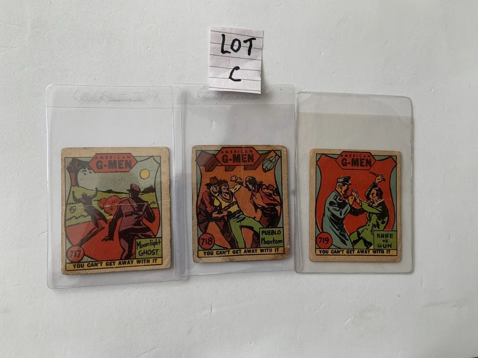 1930’s AMERICAN G-MEN GUM TRADING CARDS LOT of 3 - 717, 718 & 719 LOT C 1930’s AMERICAN G-MEN GUM TRADING CARDS LOT of 3 - 717, 718 & 719 LOT C