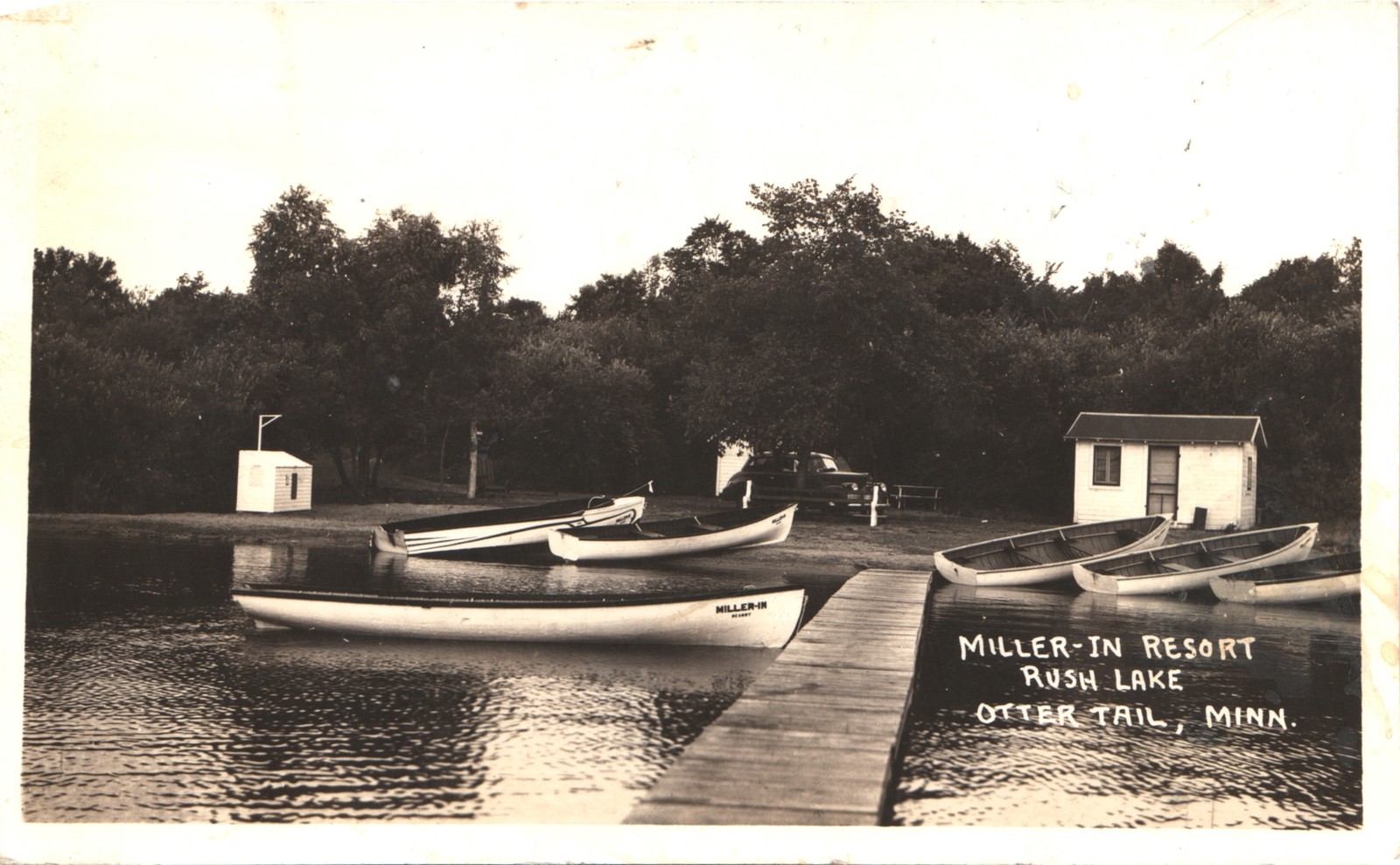 BOAT DOCK, COTTAGE otter tail mn 1940s postcard real photo rppc minnesota BOAT DOCK, COTTAGE otter tail mn 1940s postcard real photo rppc minnesota
