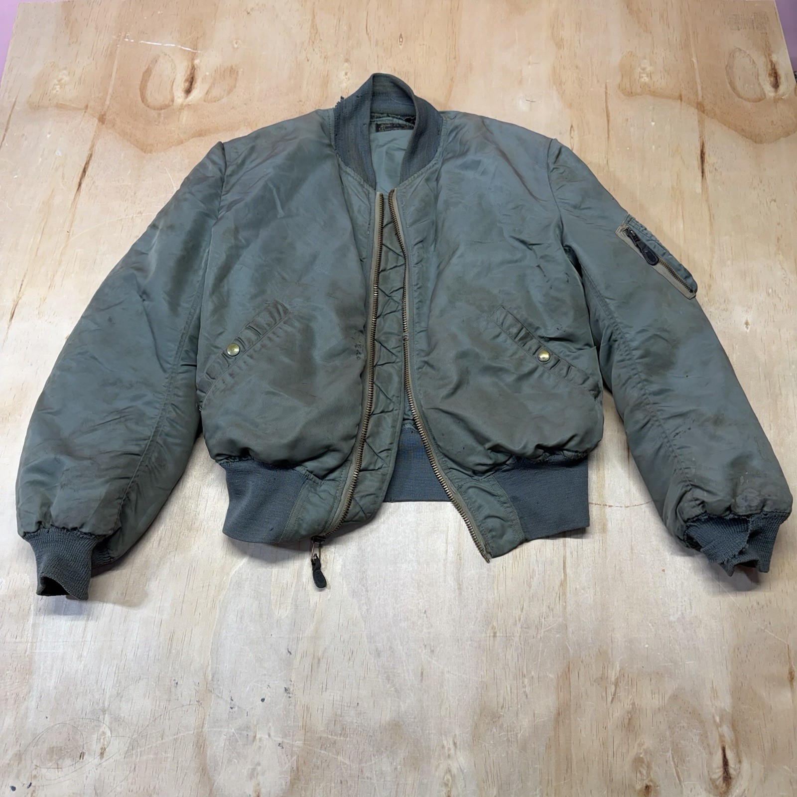 Vintage Air Force Olive Green MA-1 Flight Jacket - Vietnam, Military MIL-J-8279