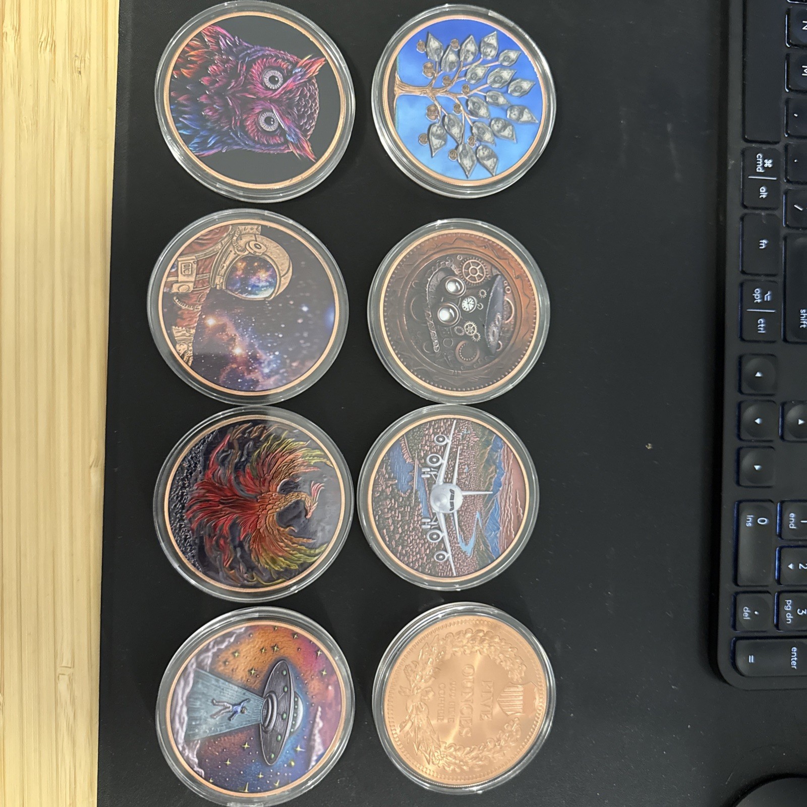 .999 Fine Copper Collection 5oz 5 AVDP Owl Plane Alien Space Phoenix .999 Fine Copper Collection 5oz 5 AVDP Owl Plane Alien Space Phoenix