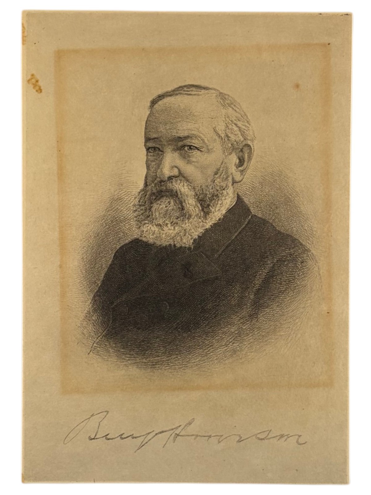 President Benjamin Harrison Engraving Original Vintage 4x6 Plate Signed President Benjamin Harrison Engraving Original Vintage 4x6 Plate Signed