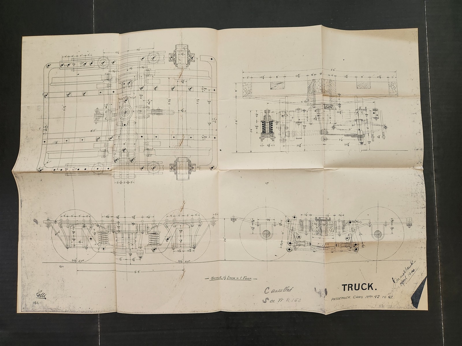 vintage PASSENGER CARS 42-47 RAILROAD TROLLEY BLUEPRINT truck 20x29 vintage PASSENGER CARS 42-47 RAILROAD TROLLEY BLUEPRINT truck 20x29