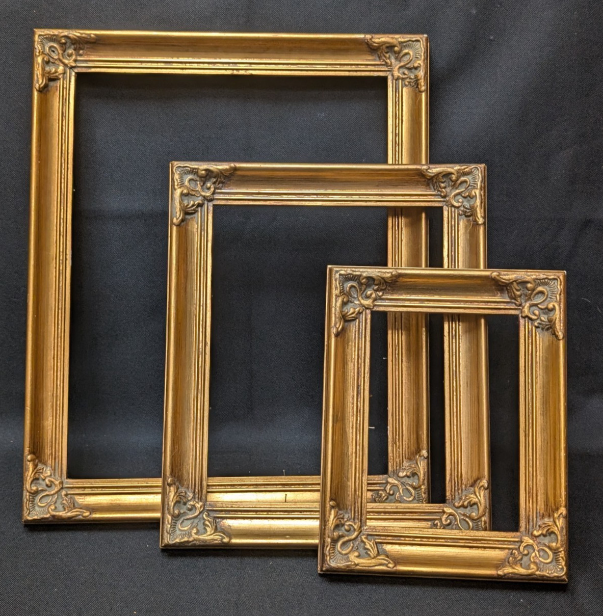 Vintage Ornate Gold Baroque Rococo Picture Frame LOT of 3 Resin Gallery Wall