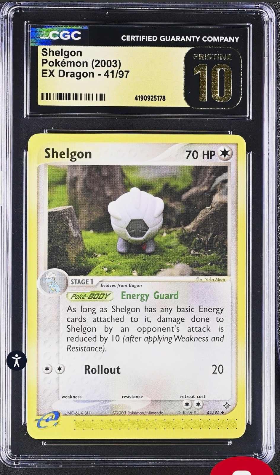 CGC 10 Pristine 2003 Pokémon EX Dragon Shelgon Uncommon 41/97 English CGC 10 Pristine 2003 Pokémon EX Dragon Shelgon Uncommon 41/97 English