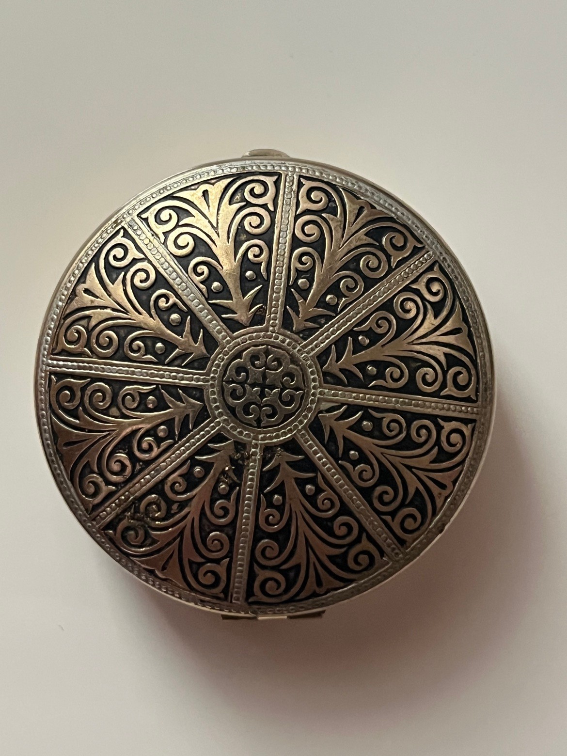 Vintage Spanish Damascene Pill Box 2.5
