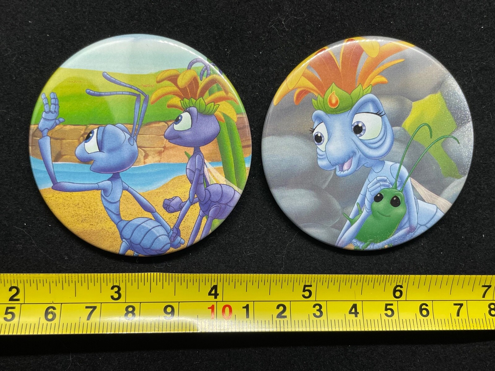 Disney Pin 2 Button Lot - A Bug\'s Life Pixar - Flik Atta The Queen Baby