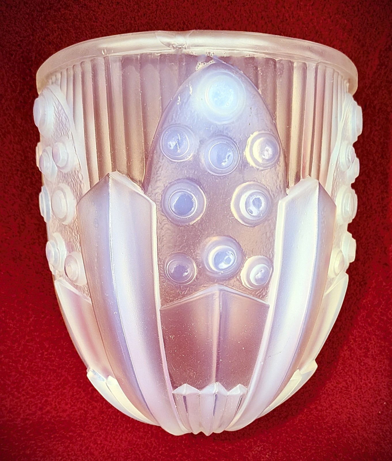 French Art Deco Opaline Glass Chandelier Sconce Shade By G. Leleu #2 French Art Deco Opaline Glass Chandelier Sconce Shade By G. Leleu #2