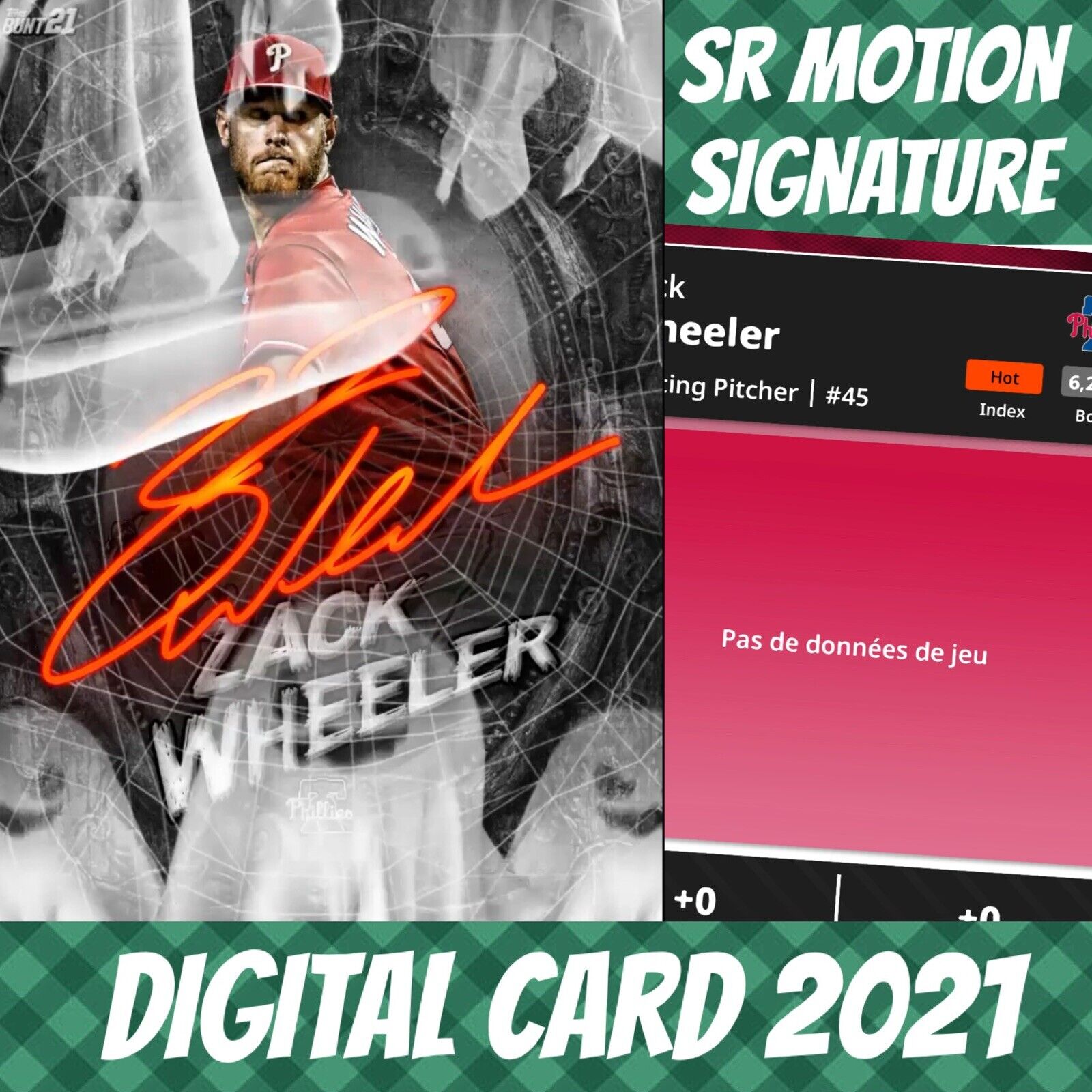 2021 Topps Colorful 20 Zack Wheeler Halloween Ghost Motion Signature Digital Card