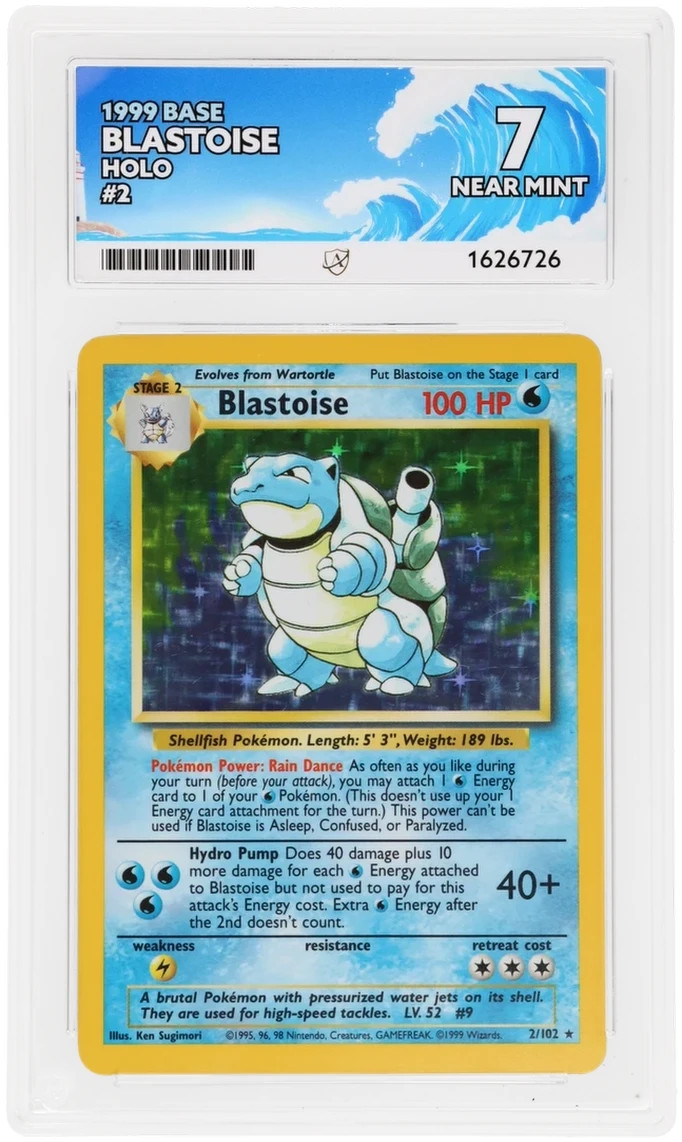 Blastoise Holo 2/102 1999 Pokemon Base Set ACE 7 Near Mint WOTC Vintage
