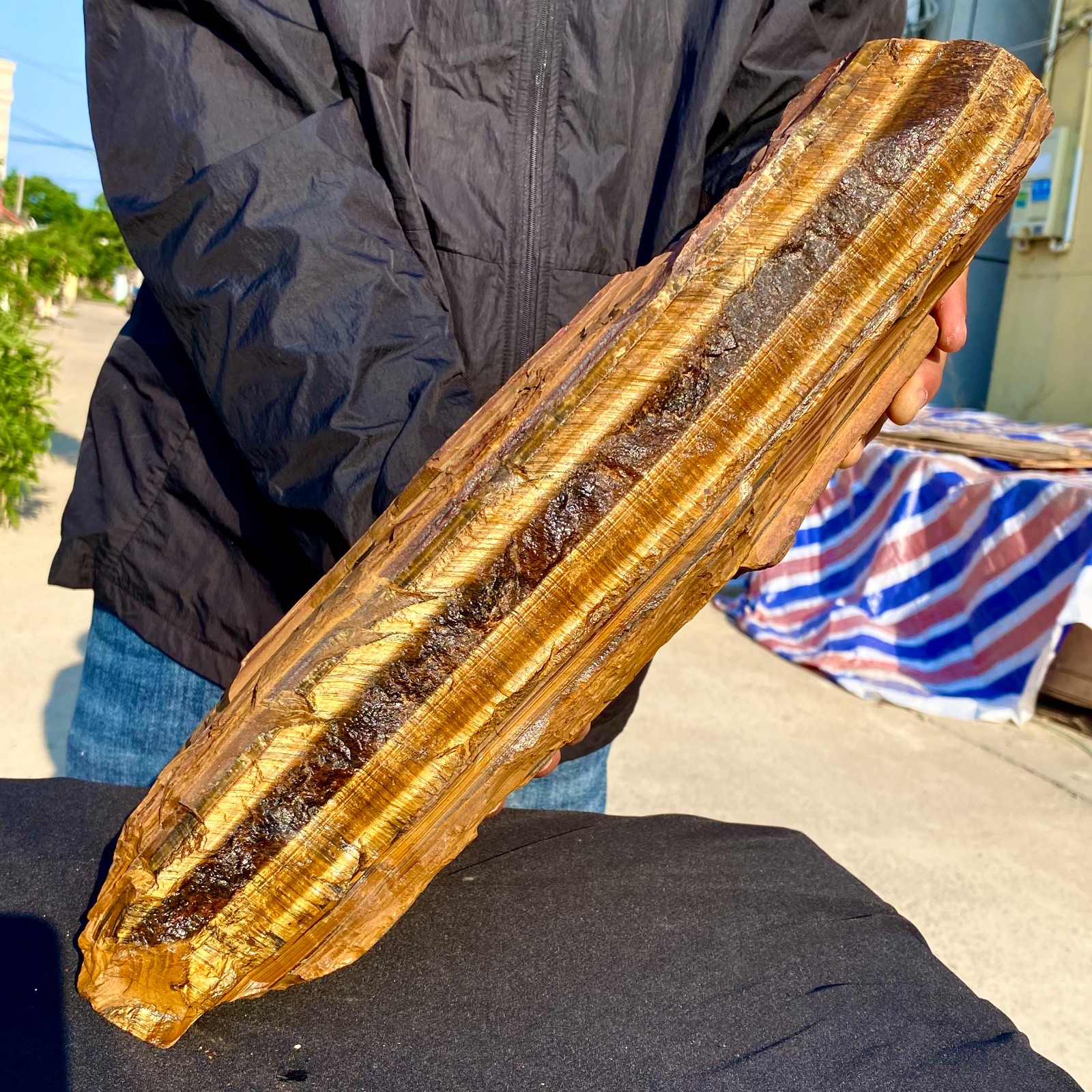 38.13LB Large Golden Tiger'S Eye Rock Quartz Crystal Mineral Specimen Metaphysic