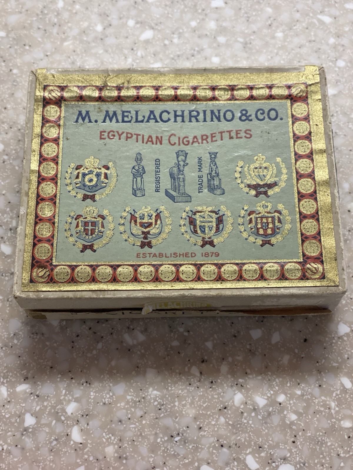 Vintage M. Melachrino Egyptian Cigarettes Box Cairo NY Tax Stamp Tobacco