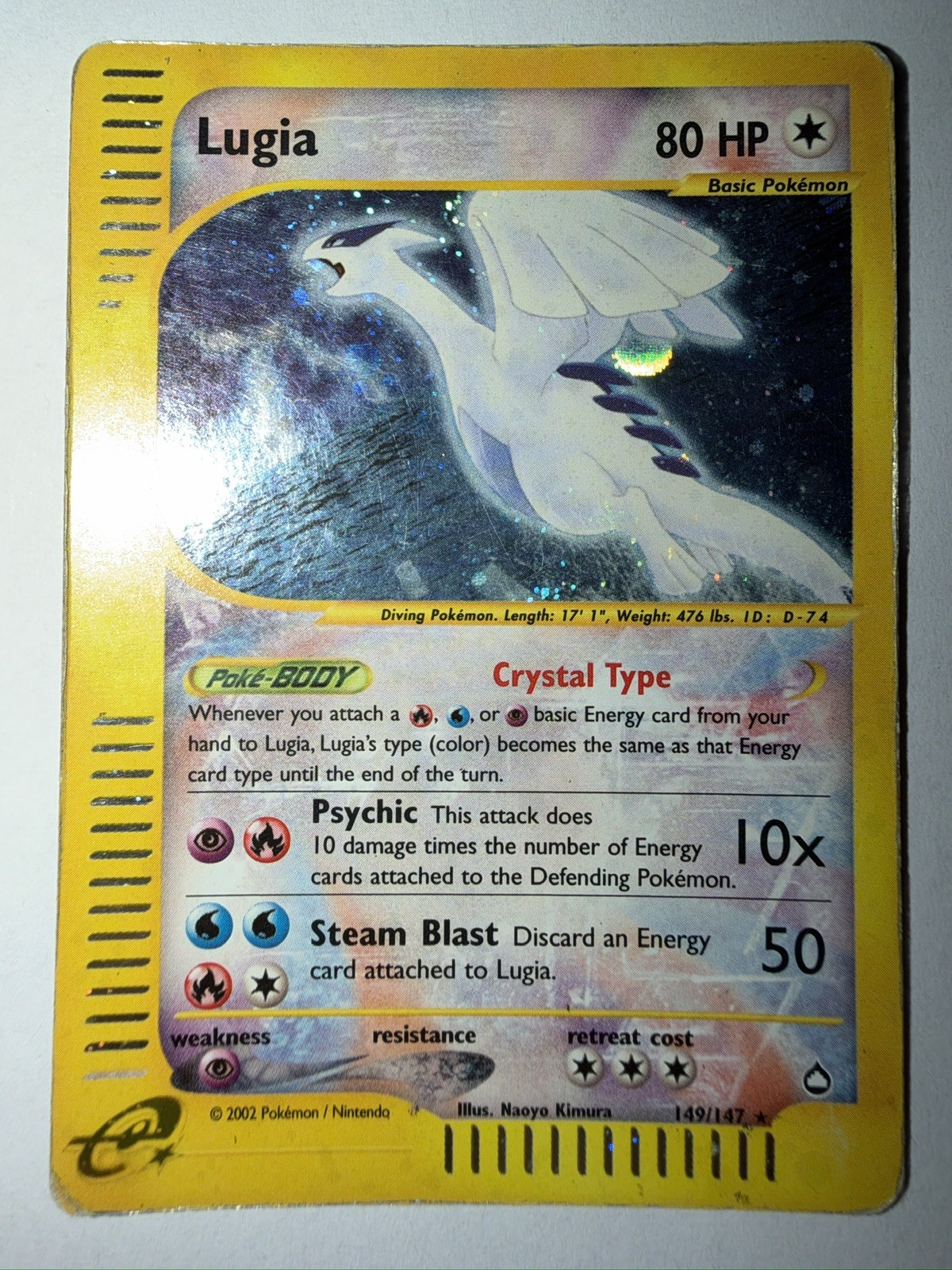 Pokemon Crystal Lugia Aquapolis Holo TCG Card 149/147 